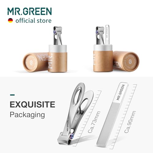 MR.GREEN Nail Clippers Wide Jaw Opening Stainless Steel Fingernail Clipper Thick Hard Toenail Cutter Manicure Scissors Tools (Nail Clipper (Medium)+Nail File) Nail Clipper (Medium)+nail File