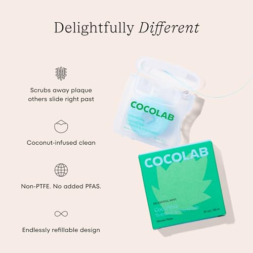 Cocofloss Expanding Woven Dental Floss by COCOLAB, Mint Scent, 4-Pack 99 Foot (Pack of 4)
