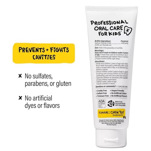Made by Dentists Kid's Bulldog Fluoride Anticavity Toothpaste 4.2 oz - Bubble Gum 3-Pack New!
