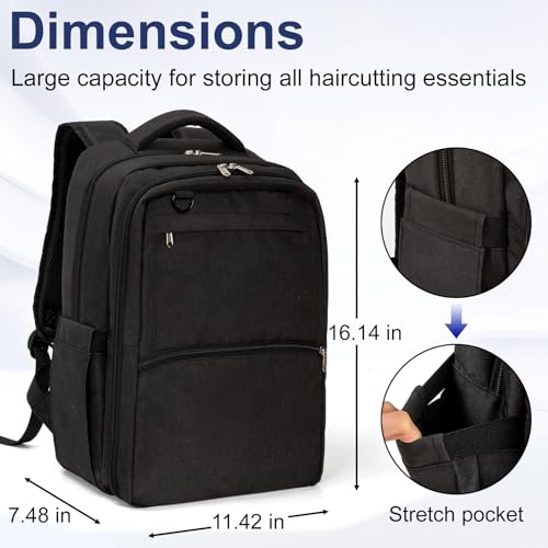 GDNasist Barber Supplies Bag,Portable Barber Backpack with Insulated Pocket Black