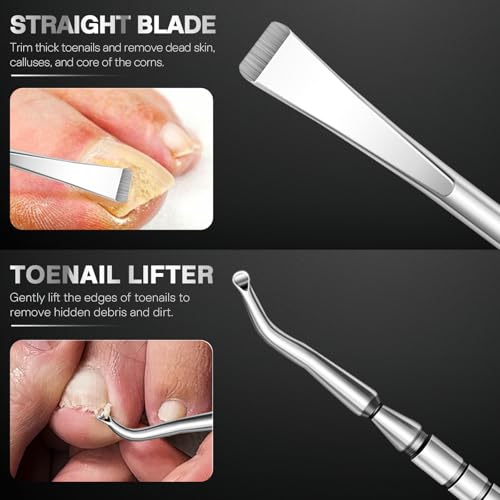6PCS Ingrown Toenail Treatment Set, Professional Pedicure Tools for Feet, Ingrown Toenail Removal Kit with Leather Case Foot Nail Care Tools Manicure Set for Ingrown Toenails Calluses Corn & Dead Skin 6PCS