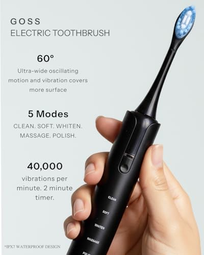 GOSS Electric Toothbrush, Sonic & Oscillating Rechargeable Toothbrush with Charging Case, Deep Clean Professional Whitening Toothbrush for Adults and Teens