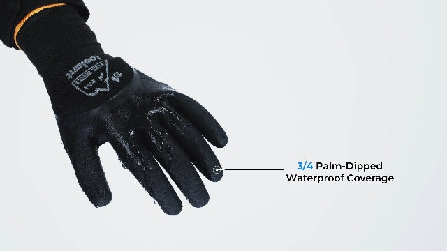 toolant Winter Work Gloves for Men & Women, 3/4 Waterproof Freezer Gloves with Thermal Insulated, Durable, Strong Grip 2 Pair Medium Black