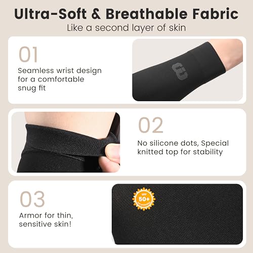 MGANG Medical Compression Arm Sleeve 20-30 mmHg, Lymphedema & Post-Surgery Black (20-30 Mmhg Without Silicone) XX-Large(Single)