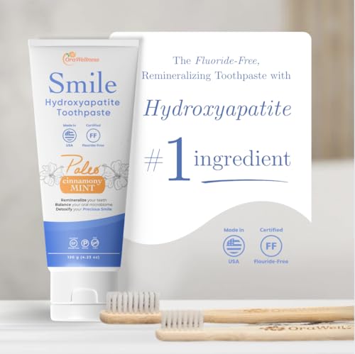 OraWellness Nut Free Healthy Mouth Blend Tooth Oil + Smile Cinnamony Mint Toothpaste, American Made Flouride Free Hydroxyapatite Toothpaste with Remineralizing Xylitol & Non Nano Hydroxyapatite