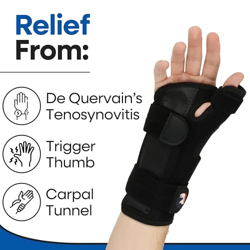 Thumb Splint & Wrist Brace | Carpal Tunnel Wrist Splint with Trigger Thumb Brace Spica | Stabilizer & Support For Tendonitis Pain, Arthritis, CMC, Tenosynovitis, De Quervain Women Men LARGE, LEFT HAND