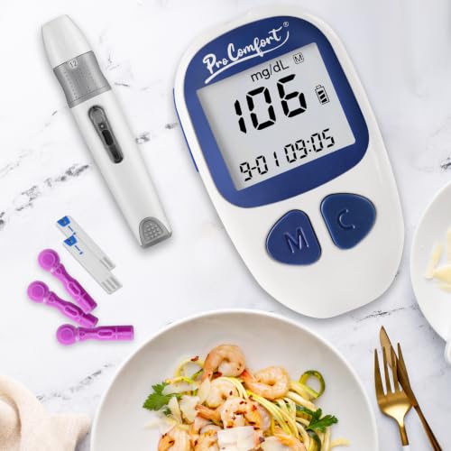Glucose Monitor Kit Blood Sugar Testing Kit with 100 Test Strips Lancing Device 100 Lancets for Home Use