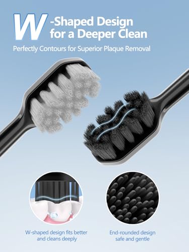 7MAGIC Black Sonic Electric Toothbrush Bundle with Genuine Brush Heads for Deep Cleaning 2-Pack