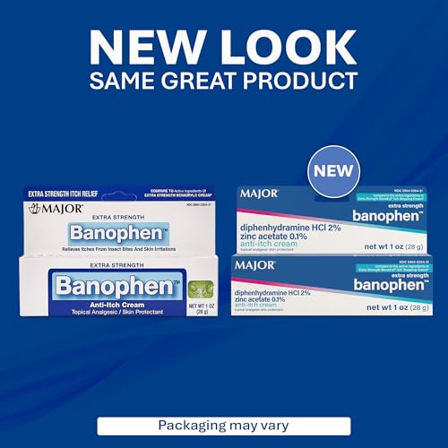 MAJOR Extra Strength Banophen - Anti-Itch Cream - Topical Analgesic Skin Protectant - Helps Relieve Itches from Insect Bites and Skin Irritations - 1 Oz. (4 Pack) 4 Pack