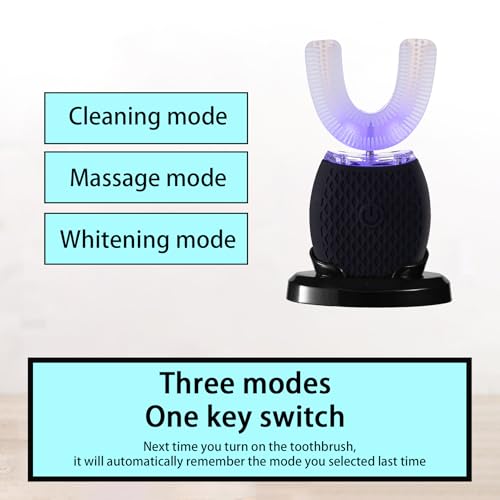 Automatic Toothbrush for Adult Rechargeable Waterproof Timer Travel Black