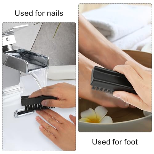 Amabro 2 PCS Hand Nail Brushes, Fingernail Scrubber Brush for Cleaning Hand Toes Black Stiff Bristle Scrub Brush Cleaner for Men Women Mechanics Gardeners Scrubbing Fingers Foot