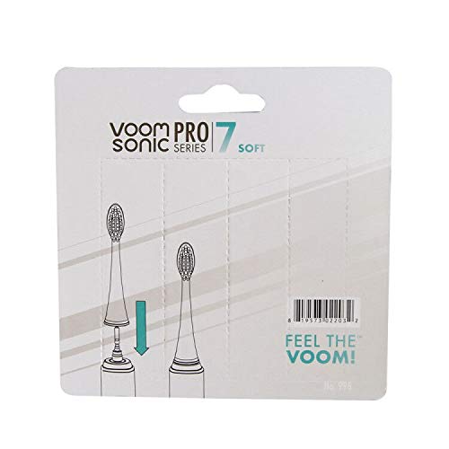 Voom Sonic White Pro 7 Series Replacement Toothbrush Heads – 4 Count – Soft Dupont Nylon Bristles – Electric Toothbrush Replacement Brushes – Dentist Approved Oral Care 4 Count (Pack of 1)