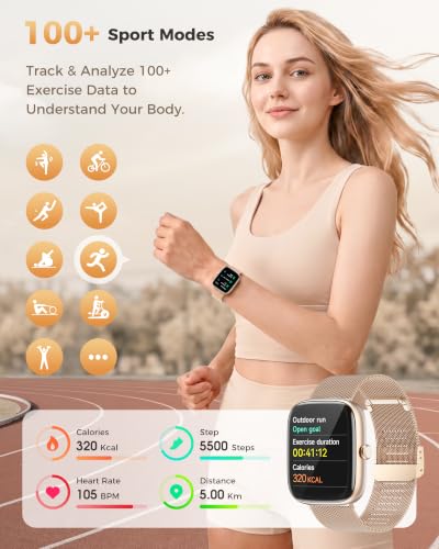 Smart Watches for Women Android/iPhone, Fitness Trackers with Answer/Call Gold