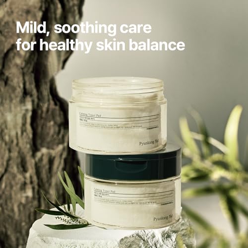 Pyunkang Yul PKY Calming Toner Pad with Tea Tree, 5 Hyaluronic Acids, Removes Dead Skin Cells, Moisturizes, Korean Face Skin Care, Acne Prone & Sensitive Skin, Double-Sided Pad 7.7 fl.oz 70ea 7.7 Fl Oz (70 Count) (Pack of 1) Calming Line