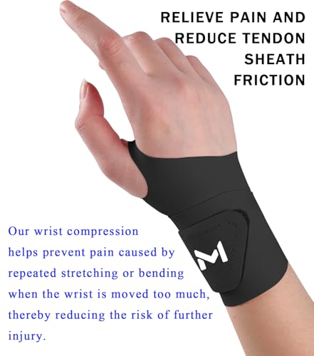 2 Pcs Soft Wrist Brace, Adjustable Wrist Support for Sprains, Fitness, Sports,Carpal Tunnel, Weightlifting, Wrist Compression Strap Pain Relief Wear Anywhere, Fits 6" to 8.3" (Black) Black