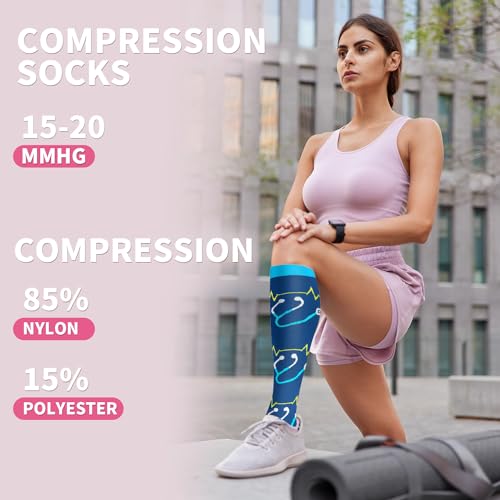 Sooverki Compression Socks for Women & Men 6 Pairs is Best Supportive Knee High Stockings for Circulation, Travel, Nurses 01 Assorted 1 Large-X-Large