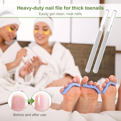 2Pcs Toenail Files for Thick Nail Files for Men Toe File for Thick Nails Metal Heavy Duty Toe Nails Filer for Women, Manicure Pedicure Tool, 7” Long, Stainless Steel, Silver
