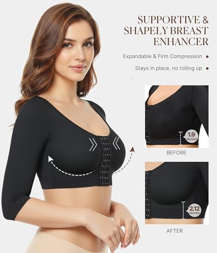 BRABIC Upper Arm Shaper for Women Fajas Post Surgery Compression Sleeves Medium Black