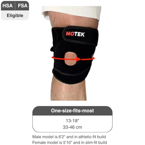 MOTEK Adjustable Knee Support Brace, Dual Straps (size 13-18") | Breathable Material, Stability boost, Extra strength | ACL injury | Meniscus tear
