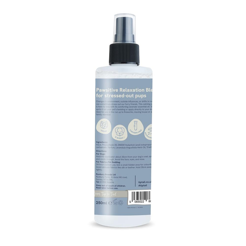 Tip Tail Lavender Calming Mist for Dogs - Comforting Aromatherapy to Calm Stressed and Anxious Dogs. Use on Bedding, Apparel or Directly on Dog's Coat, Natural, pH-Neutral Formula (250 ml)