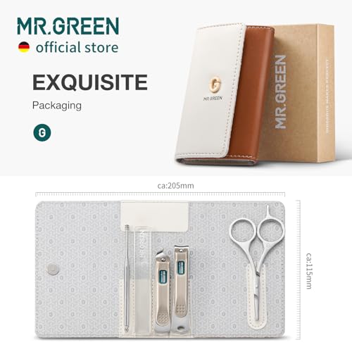 MR.GREEN Colorful Manicure Set Practical Pedicure Kits Nail Clippers Personal Care Tools Facial Hair Scissors with Fashion Case (Mr-6685 Brown) Mr-6685 Brown