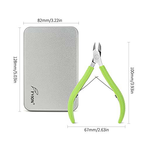 FVION Cuticle Clippers – Small Cuticle Trimmer, Rubber Coated Handle Manicure Tools – Full Jaw Cuticle Cutter for Nails (9mm) Green