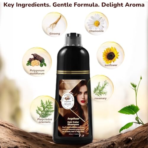Hair Dye Shampoo 3 in 1, Instant Herb Ingrident Hair Dye to Cover Gray Hair, Long-lasting & Natual, Natural Black, 400 ML Nature Black 13.6 Fl Oz (Pack of 1)