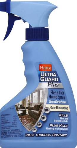 Hartz UltraGuard Plus Flea & Tick Home Spray, Kills Fleas and Ticks, Clean Fresh Scent, 16 Ounce (Pack of 2) 16 Fl Oz (Pack of 2)