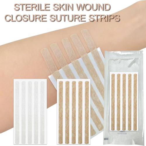 Sterile Strip Wound Closure Strips, 1/4" x 4" Adhesive Skin Closures, Breathable Non-Woven Laceration Closure Kit for Emergency Wound Care, Minor Cuts & Scars Reduction (20pcs(White)) 20pcs(white)