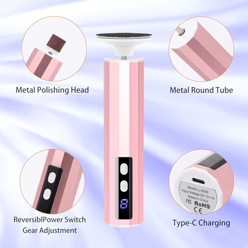 Electric Callus Remover - 9 speeds, Foot Sander with Replacement Sandpaper Discs, Rechargeable Unisex Pedicure and Manicure Tool for Dead, Dry, chapped Skin and calluses