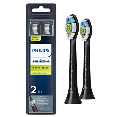 Philips Sonicare Genuine A3 Premium All-in-One Replacement Toothbrush Heads and Philips Sonicare Genuine W DiamondClean Toothbrush Heads, 2 Brush Heads Each, Black