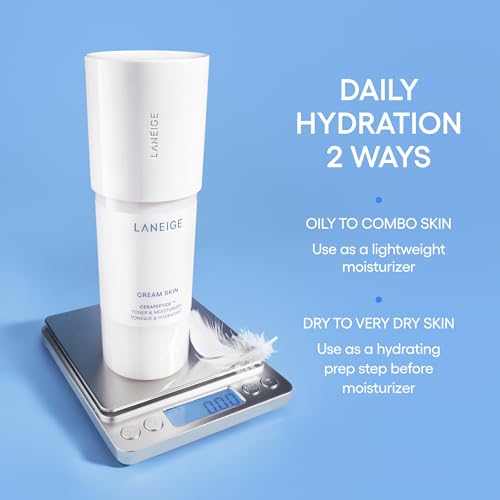 LANEIGE Cream Skin Toner & Moisturizer: Lightweight Refillable Korean Milky Toner with Ceramide & Peptide for Hydration, Firming, & Barrier Support 1.69 fl. oz. / 50 ml: Mini Travel Size