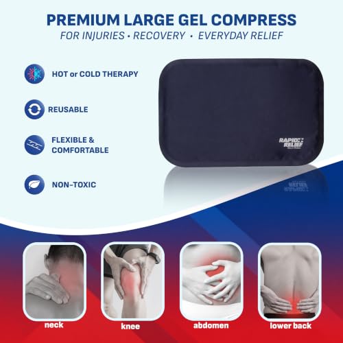 Rapid Relief Hot or Cold Gel Compress, 8x12 Ice Pack for Pain Relief Injury Large (Pack of 1)