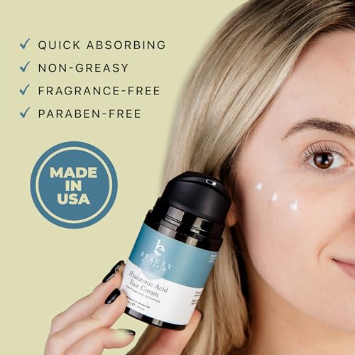 Hyaluronic Acid Moisturizer for Face - USA Made with Organic Ingredients Unscented 1.58 Ounce (Pack of 1)