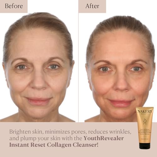 Nakery Face Cleanser for Women, Youth Revealer Facial Wash with Collagen, 10-in-1 Exfoliating Moisturizer for Dry and Textured Skin, Hydrating Formula for Smooth Plump Complexion Unscented