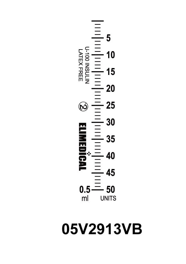 Veterinary Insulin Syringe, U-100, 0.5cc (ml), 29g x 1/2 inch (12.7mm), Individually Packed, for Pet Cat or Dog, 100 per Box, 05V2913VB - BeesActive Australia