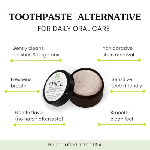 Isabella’s Clearly Spice Remineralizing Tooth Powder | Teeth Whitening Natural Toothpaste Fluoride Free for Adults, Kids, Sensitive Teeth & Gums | Xylitol, Baking Soda, Clay, Calcium, Cinnamon, Clove