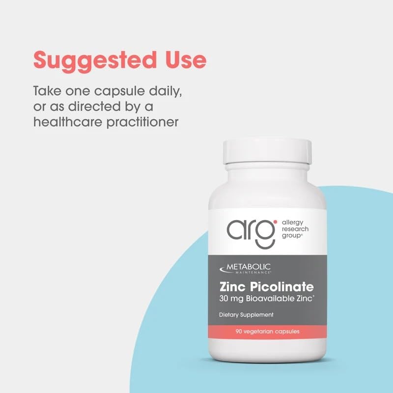 Metabolic Maintenance Zinc Picolinate 30 mg Immune, 90 Capsules | 30 mg Highly Bioavailable Zinc for Immune System Support, Superior Absorption, Vegetarian and Hypoallergenic