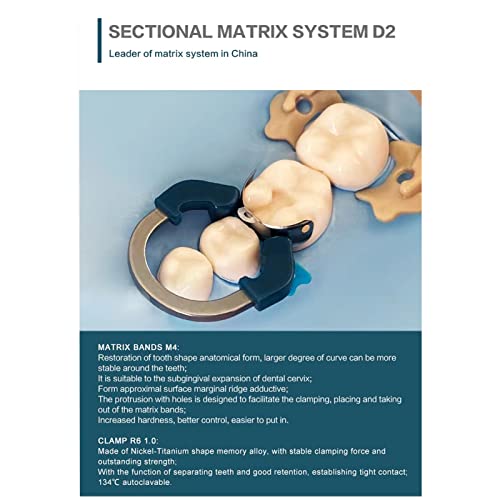 Dental Sectional Matrix Ring Clamp Spring Clip, Autoclavable Nickel Titanium Orthodontic Clamp Rings, Contoured Matrices System for Pre and Post Molars. (R6 Blue) R6 Blue