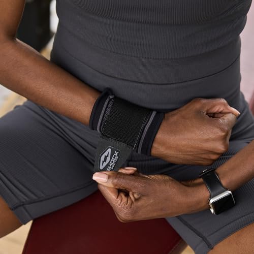 Shock Doctor Compression Knit Wrist Sleeve with Strap, X-Large, Black/Grey
