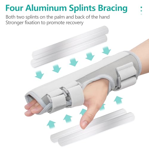 lefeke Trigger Finger Splint, Multi Finger Brace for Middle, Index, Pinky, or Ring Fingers, Hand Brace with Finger Support, Straightening Immobilizer for Broken Fingers, Arthritis, Contractures-Upgraded Fabric (Grey)