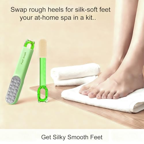 Manual Stainless Steel Foot File, 2-in-1 Pedicure Callus & Corn Remover Green