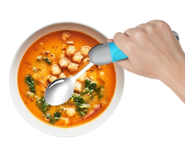 Weighted Utensils for Tremors & Parkinson's, Adaptive Eating Aids (Blue) Blue