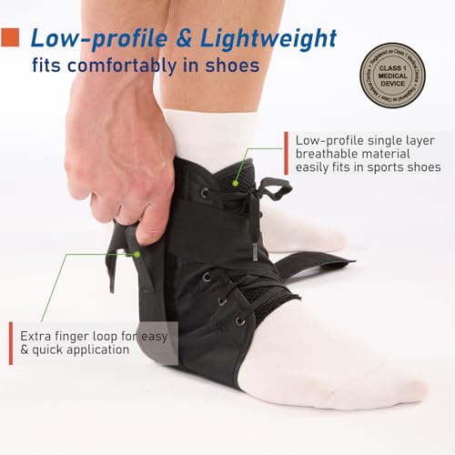 Comforband Lace-Up Ankle Brace for Sprained Ankle, Adjustable Stabilizer for Injury Recovery, Tendonitis, and Arthritis, Support for Basketball, Volleyball, Running, Soccer, Men and Women (Small) Small