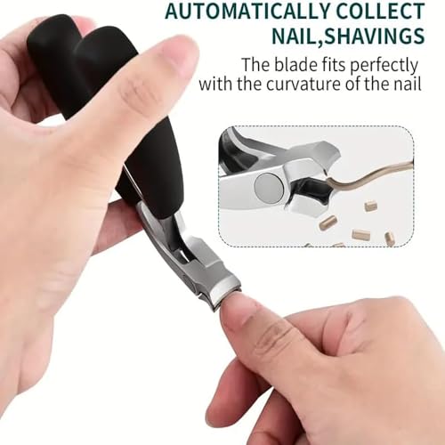 Toenail Clipper and Fingernail Clipper，Ergonomic Non-Slip Long Handle Nail Clippers for Seniors (Silver) Silver