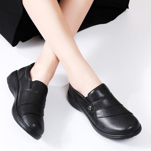 QAE Loafers for Women Orthopedic Shoes Comfortable Slip-Ons Work Flats Womens Business Casual Dress Penny Loafers 9 Black