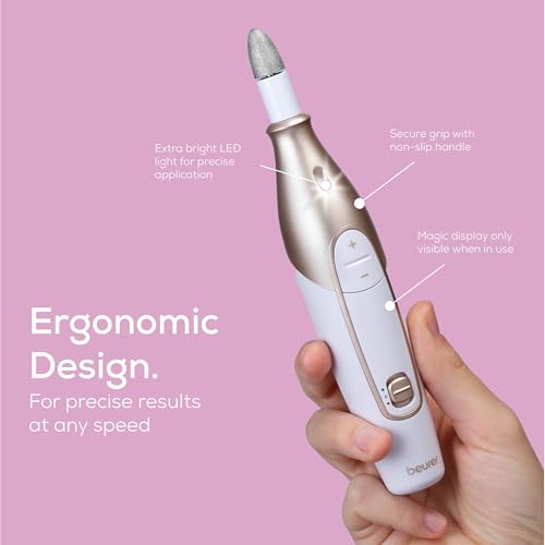 Beurer MP64 Nail Drill Kit, Cordless Electric Nail File with 10 Attachments and LED Light, Electric Manicure Set with Adjustable Speed, E-File for Manicure and Pedicure, with Storage Case