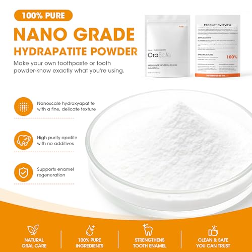 Nano Hydroxyapatite Powder Pure n-Ha Raw Ingredient 42.5g (1.5 oz) for DIY Toothpaste, Oral Care Formulations and Soap Making Fluoride Free