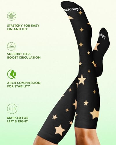 Bamboo Viscose Compression Socks for Women Men Moon and Stars Small-Medium