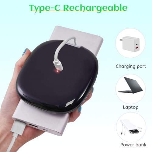 Qidoe Compact Travel Makeup Mirror, Rechargeable 1X/10X Magnifying Compact Mirror with Dimmable Light, 2-Sided Handheld Portable Folding Mirror, Mini Makeup Mirror for Purse, Pocket, Gifts (Black)